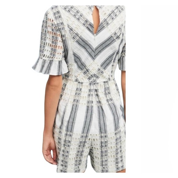 Anthropologie Ett:Twa Eyelet Ruffle Romper Blue Size 0 - Picture 3 of 11